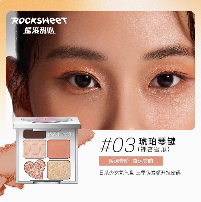 ROCK SWEET Rhythm Rhapsody Five-Color Eyeshadow Palette 5g/4.5g 摇滚甜心节奏狂想五色眼眉盘