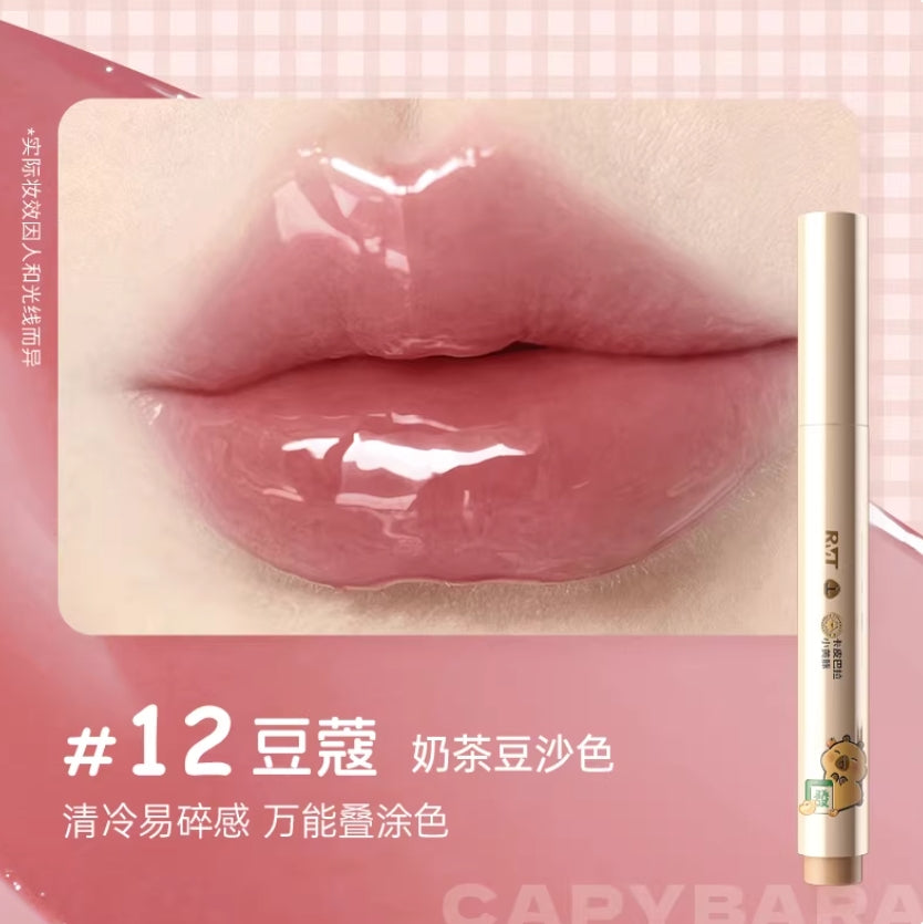 Tiktok/Douyin Hot ROMANTIC BEAUTY × Capybara Color-Long Lasting Lip Jelly 2g【Tiktok抖音爆款】罗小曼×卡皮巴拉小黄豚联名款持色唇冻