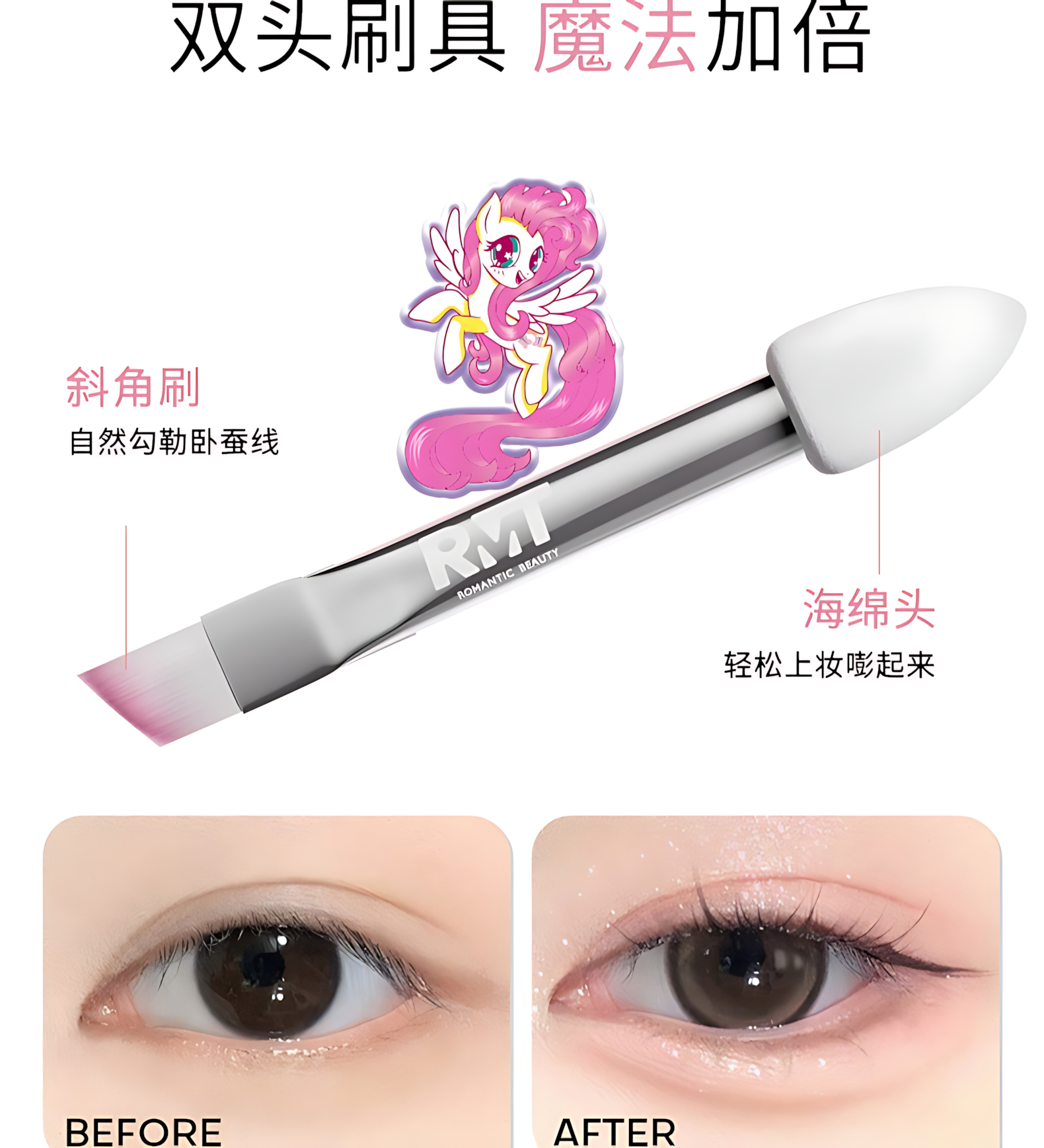Tiktok/Douyin Hot ROMANTIC BEAUTY × My Little Pony Four-Shade Under-Eye Palette 2.5g【Tiktok抖音爆款】罗小曼×小马宝莉四色卧蚕盘