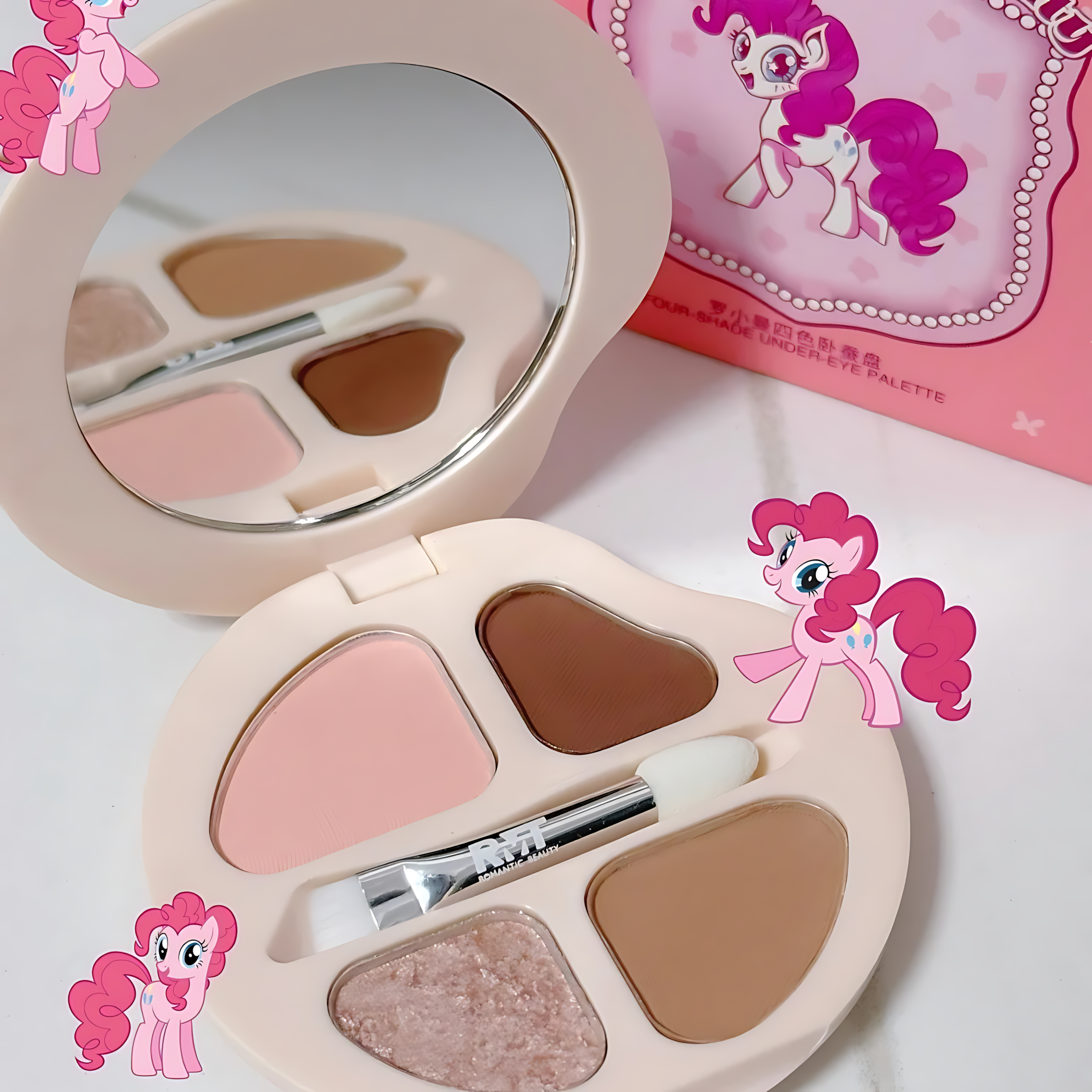 Tiktok/Douyin Hot ROMANTIC BEAUTY × My Little Pony Four-Shade Under-Eye Palette 2.5g【Tiktok抖音爆款】罗小曼×小马宝莉四色卧蚕盘