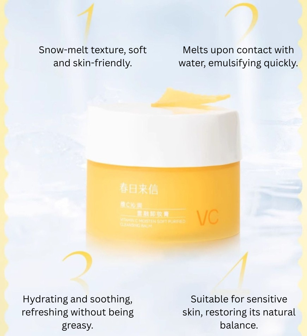 Spring Letter Vitamin C Moisten Soft Purified Cleansing Balm 100ml+3g*2pcs 春日来信维c沁润雪融卸妆膏
