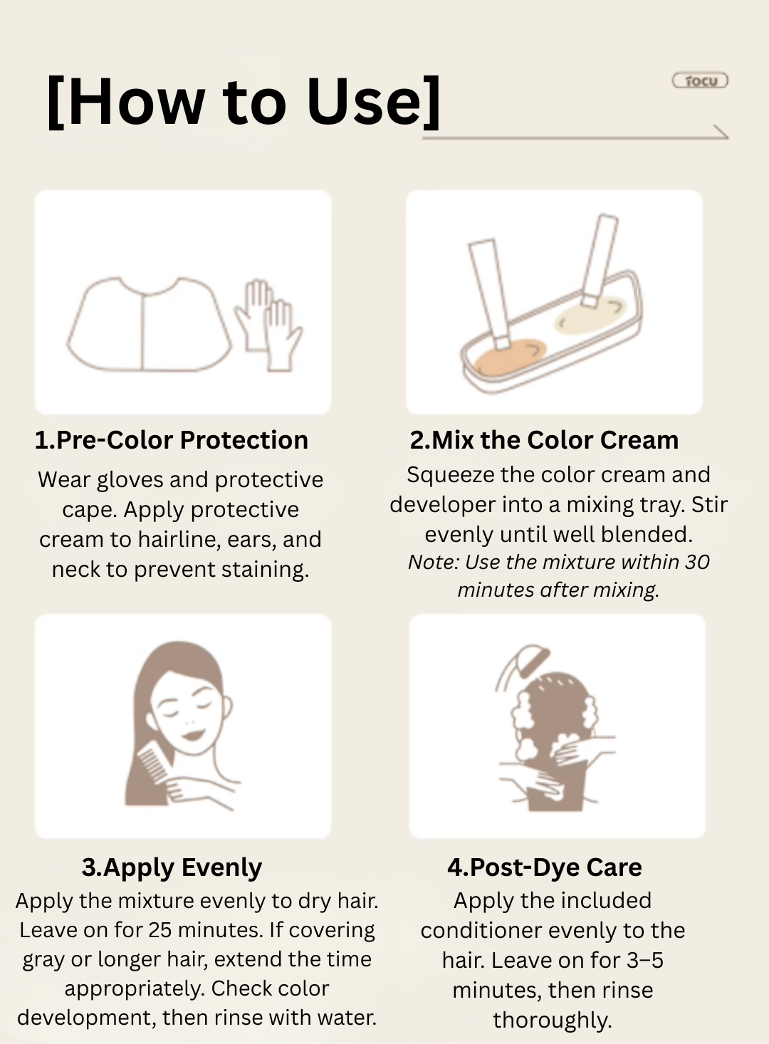 Tiktok/Douyin Hot TOCU Colorful Hair Dye Cream 60ml+60ml/Box【Tiktok抖音爆款】探色幻彩染发膏