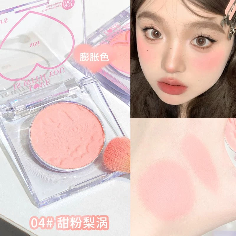 Tiktok/Douyin Hot xixi Chacha Peach Heart Single Blush 1.5g【Tiktok抖音爆款】xixi茶茶桃心单色腮红