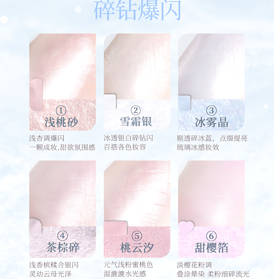 VEECCI Snowflake Series 6-Color Eyeshadow Palette 7g/8g 唯资六色眼影雪花系列