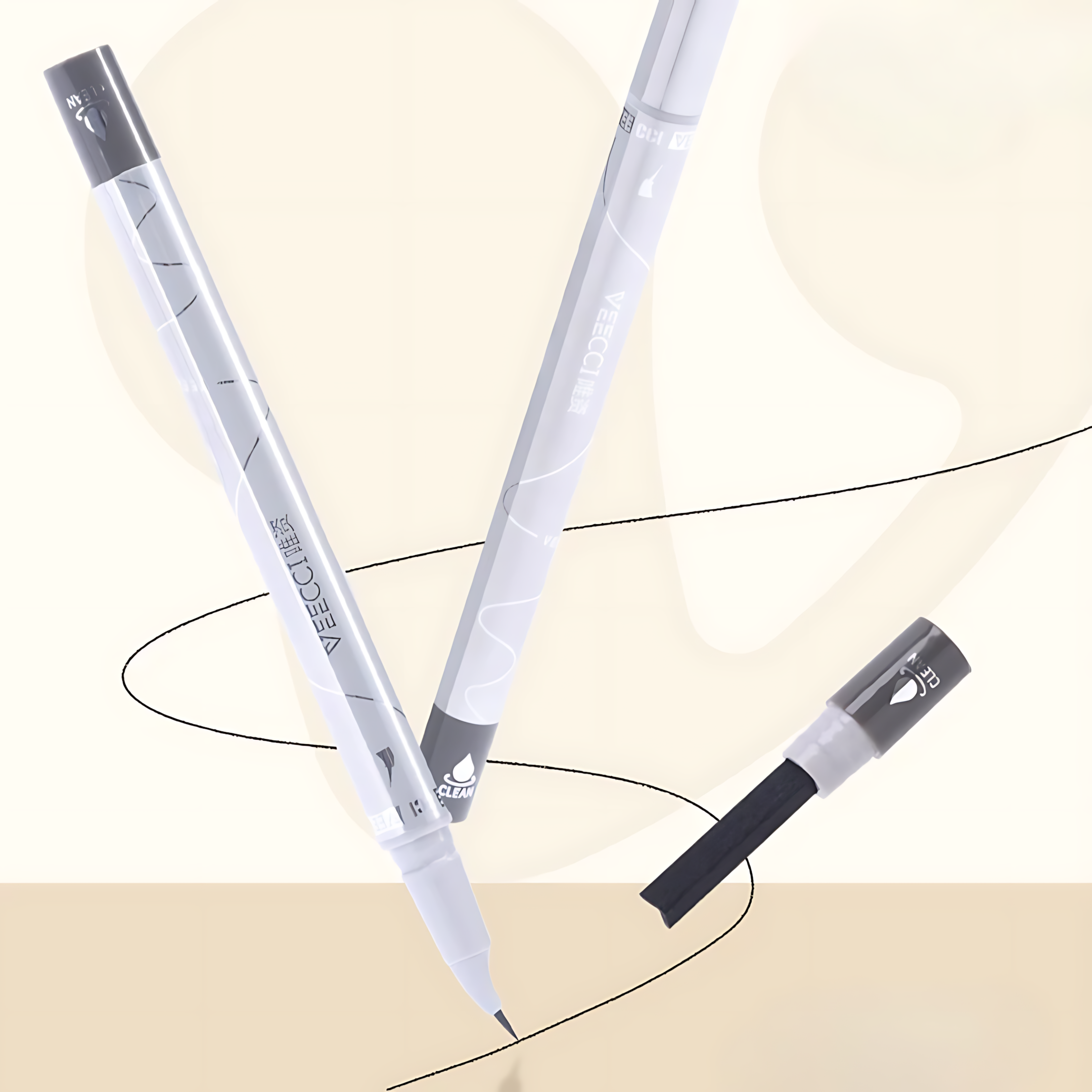 VEECCI Triangle Angled Easy-Draw Liquid Eyeliner Pen 0.5ml+0.3ml 唯资三角歪歪速绘眼线液笔