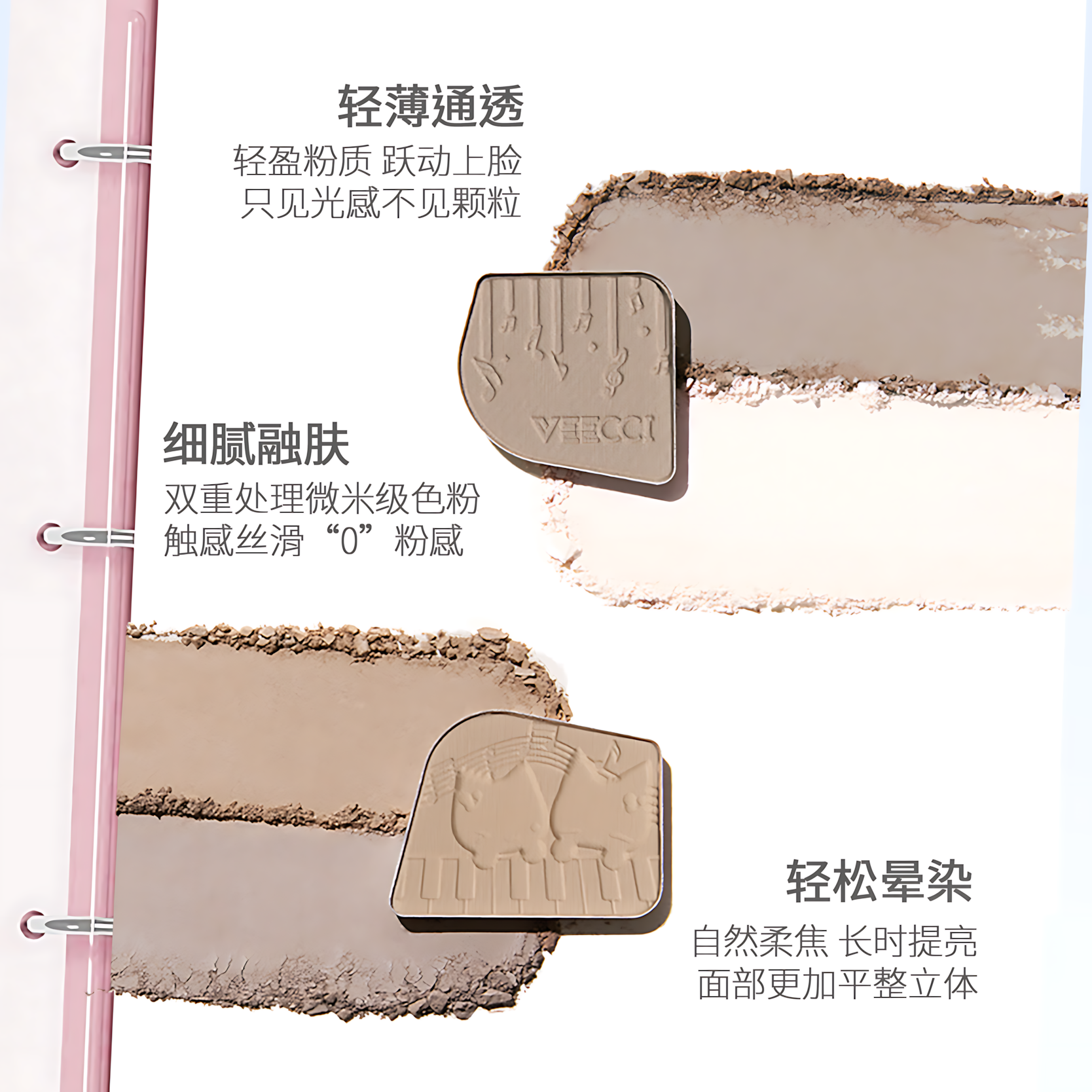 VEECCI × Note Pudding Effortless Highlight & Contour Palette 8.6g 唯资×音符布丁自在易绘高光修容盘